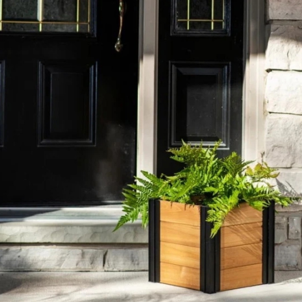 Vita Wooden Planter Box with Black Accents - Picture 7 of 8